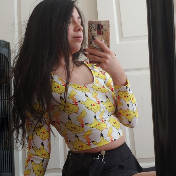 Tops - Pikachu Pokemon crop top small nylon (not black milk)